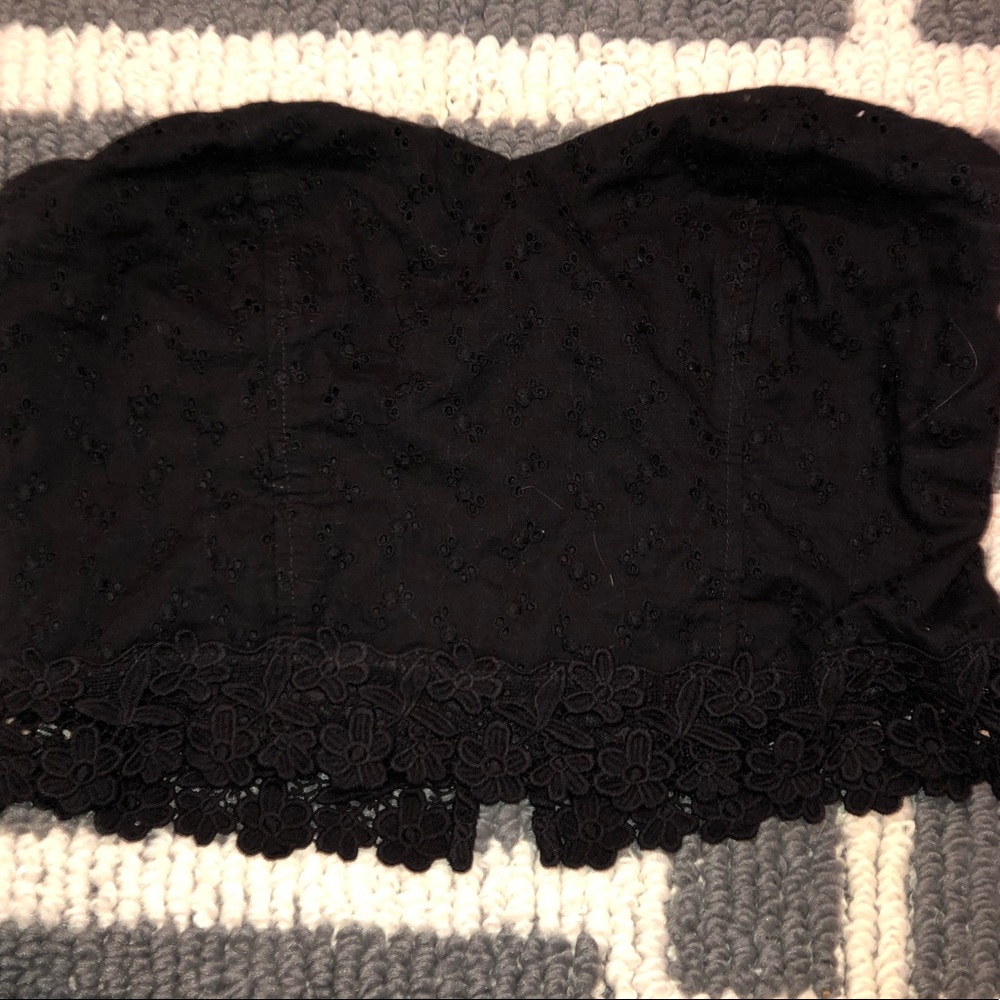 black zip up tube top